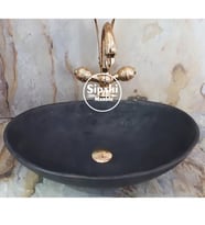 Sipahi Marble Bazalt Siyah Derin Kayık Lavabo