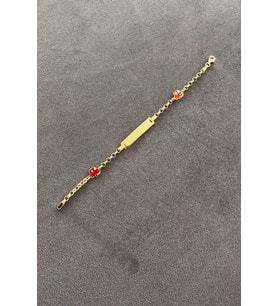 14 Ayar Altın Kırmızı Arabalı Çocuk Künye (Gold)