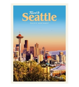 Seattle Tablo Ahşap Poster Dekoratifnı Ziyaret Edin