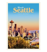 Seattle Tablo Ahşap Poster Dekoratifnı Ziyaret Edin