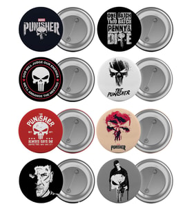 The Punisher Çanta Rozeti Seti 8 Adet En Büyük Boy 5.8cm İğneli Broş