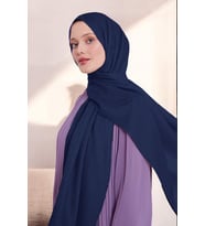 Kadın Zincir Desen Tesettür Blue Jakar Şal Lacivert