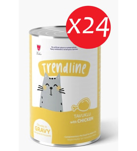 Trendlıne Konserve Sos İçinde Et Parçacıklı Tavuklu Yetişkin Kedi Maması 400 G*24 adet