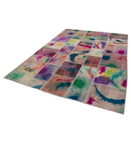 Çok Renkli Modern Stil Düz Dokuma Salon Halısı El Dokuma Yünlü Bohem Tasarım Patchwork