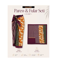 Tarzını Seç Premium Akdeniz Esintisi Desenli 2’li Pareo ve Fular Seti 150x95 cm / 70x70 cm
