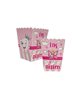 Pop Corn Mısır Kutusu İlk Dişim Pembe Kız Temalı-