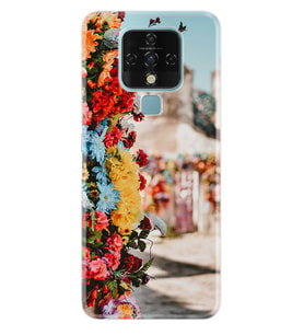 Tecno Camon 16 18P Pova Pova 3 Pova Neo Kılıf Desemli Silikon Gerçek Çiçekler 1743