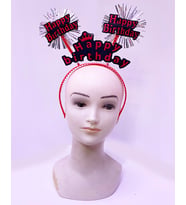 Nessiworld Happy Birthday Yazılı Püsküllü Neon Kırmızı Renk Doğum Günü Tacı 22x19 cm