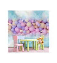 Dreamwall Makaron Balonlar Desenli Isı Ve Ses Yalıtımlı Tekstil Duvar Kağıdı (Çok Renkli)