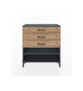 Arges Şifonyer Tek Raflı 3 Çekmeceli 88x30x96 Antrasit-Çam