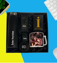 Kişiye Özel Premium Kutu Dijital Sıcaklık Göstergeli Termos Bardak Mekanizmalı Cüzdan Metal Cakmak Metal Anahtarlık Çay Ve Nescafe Fincanı