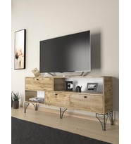 Wood'n Love Katre 150 Cm Metal Ayaklı Tv Ünitesi - Atlantik Çam / Siyah