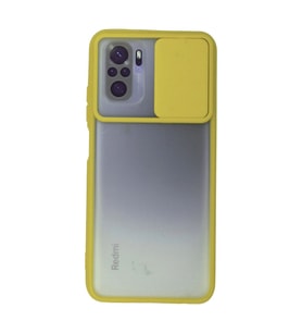 Xiaomi Redmi Note 10 Kılıf Palm Buzlu Kamera Sürgülü Silikon - Sarı