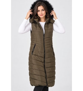 Dewberry Kadın %100 Polyester Yelek Haki Z9752 Katmanlı Kombin, Şehir ve Ofis Stili, Kazak ve Gömlek Kombini