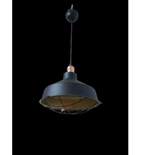 Retro Metal Siyah Dekoratif Eskitme Duylu Kafesli Siyah İçi Gold Kafe Mutfak Avize Çap:30 cm