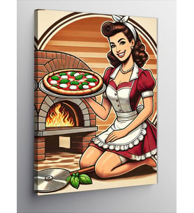 Kanvas Tablo Pizza Yapan Retro Şef