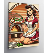Kanvas Tablo Pizza Yapan Retro Şef