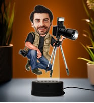 Doğum Günü Hediyesi,Sevgiliye Hediye, Kişiye Özel Fotoğraflı Fotoğrafçı Karikatür 3D Led Lamba (Beyaz)