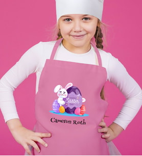 BK Gift Kişiye Özel Paskalya Bayramı Pembe Çocuk Mutfak Önlüğü-6