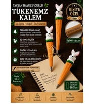 Kalemhane Kişiye Özel El Oyma İşçilik Özel Yapım Tükenmez Kalem Tavşan Figürlü