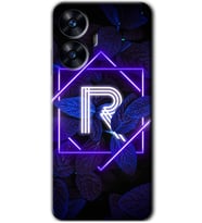 Realme C55 Kılıf HD Desen Baskılı Kılıf - Dark Neon Yaprak R Harfi