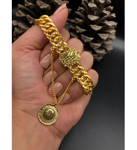 22 ayar altınkaplama kadın gold ceyrekli kilitli künye kelepçe modeli adet fiyatıdır