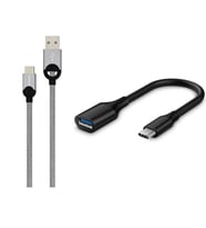 Philips 5A 100W UsbA to Type-C Örgülü 1.2M Hızlı Şarj Data Kablosu+ ScHitec Type-C to UsbA 3.0 OTG Dönüştürücü Adaptör