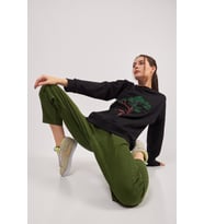 Nare Giyim Ağaç Nakışlı Siyah Kadın Sweatshirt (Siyah)