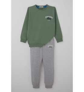 Breeze Erkek Çocuk Eşofman Takımı Sırt Baskı Detaylı Cepli 7-12 Yaş, Mint Yeşili