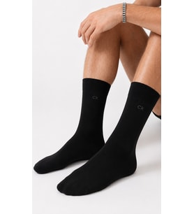 Calvin Klein Men's Cotton Crew Socks with CK Logo 3 Pack Black Erkek Pamuklu Uzun Çorap 3 lü Pkt Siyah
