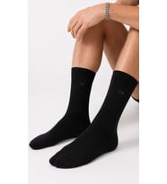 Calvin Klein Men's Cotton Crew Socks with CK Logo 3 Pack Black Erkek Pamuklu Uzun Çorap 3 lü Pkt Siyah
