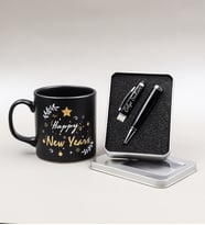 Yılbaşına Özel Happy New Years Kupa & 32 gb Usb Siyah Kalem Hediye Seti