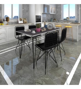 Knsz masa sandalye takımı hem75mazlum grisyh 130*070 sm 4 sandalye syhsyh sırt minderli