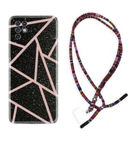 INFINIX Note 11 Pro Note 10 Hot 9 Play Kılıf Boyun Asklı Rasta Silikon Pembe Şeritli Mermer 1312