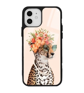 iPhone 12 İnfluencer Leopar Kedi Tasarımlı Glossy Telefon Kılıfı