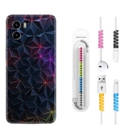 Vivo Y15S Y32 Y33S Y51 Y53S Kılıf Kablo Koruma Spiral Silikon Renkli Prizmalar 1783