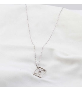 Pırlanta Taş Zarf 0.02 CT Rodyum Micron Kaplama Gümüş Kolye