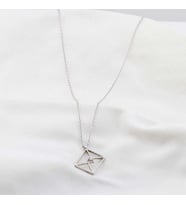 Pırlanta Taş Zarf 0.02 CT Rodyum Micron Kaplama Gümüş Kolye