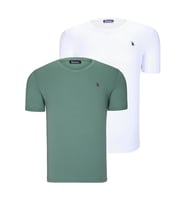 İKİLİ SET T8568 DEWBERRY V YAKA ERKEK T-SHIRT-BEYAZ-AÇIK YEŞİL (Karışık)