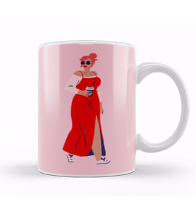 Modern CUTE Woman ART Kupa Bardak Porselen