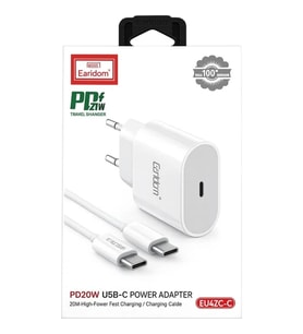 Earldom EU42C-C Type-C Çıkışlı Type-C to USB-C Kablolu PD Hızlı Şarj Cihazı 20W