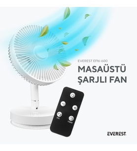 Everest EFN-600 Masaüstü Taşınabilir Şarjlı Beyaz 2000mAh Usb Fan