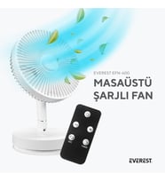 Everest EFN-600 Masaüstü Taşınabilir Şarjlı Beyaz 2000mAh Usb Fan