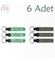 Yeşil & Kül Gri, Aile Gecelerine Özel Hatıra, 6’lı Set, İsim Yazılabilen Deri Anahtarlık