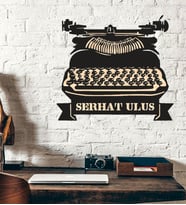 Kişiye Özel Daktilo Nostalji Temalı Ahşap Duvar Tablo