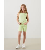 LCW Kids Yeşil Bisiklet Yaka Basic Kız Çocuk Atlet