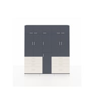 Arges Dolap 8 Raflı 8 Çekmeceli 3 Askılı 220x30x243 Antrasit-Antrasit/Aytaşı