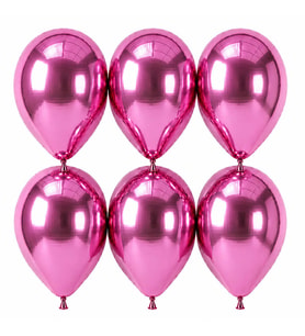 Pembe Renk Lateks krom Balon (30 cm) - 6 Adet