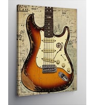 Kanvas Tablo Vintage Elektro Gitar