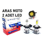 Photon Fanlı Xenon Led Beyaz Ampül H4 12-24 V Duo Soğutucu Fanlı Model 2 Adet_Supermoto (Renksiz)